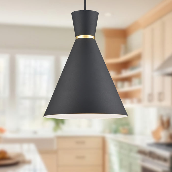 Vanderbilt One Light Pendant Black With Gold Detail-Mini Pendants-Kuzco Lighting-Lighting Design Store