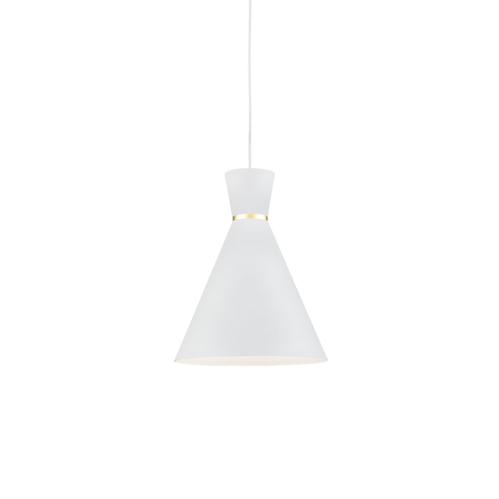 Vanderbilt One Light Pendant White With Gold Detail-Mini Pendants-Kuzco Lighting-Lighting Design Store