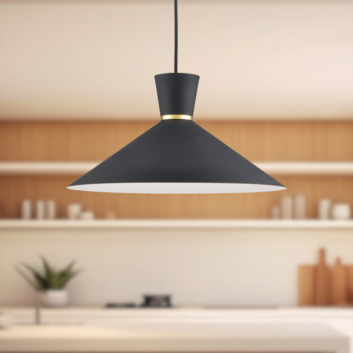 Vanderbilt One Light Pendant Black With Gold Detail-Pendants-Kuzco Lighting-Lighting Design Store