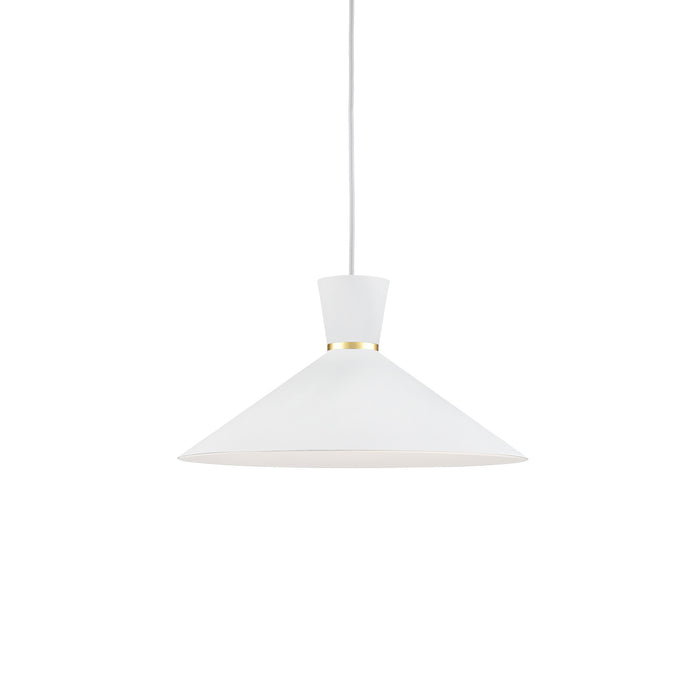 Vanderbilt One Light Pendant White With Gold Detail-Pendants-Kuzco Lighting-Lighting Design Store