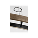 Close up of wooden surface and black metal light strip