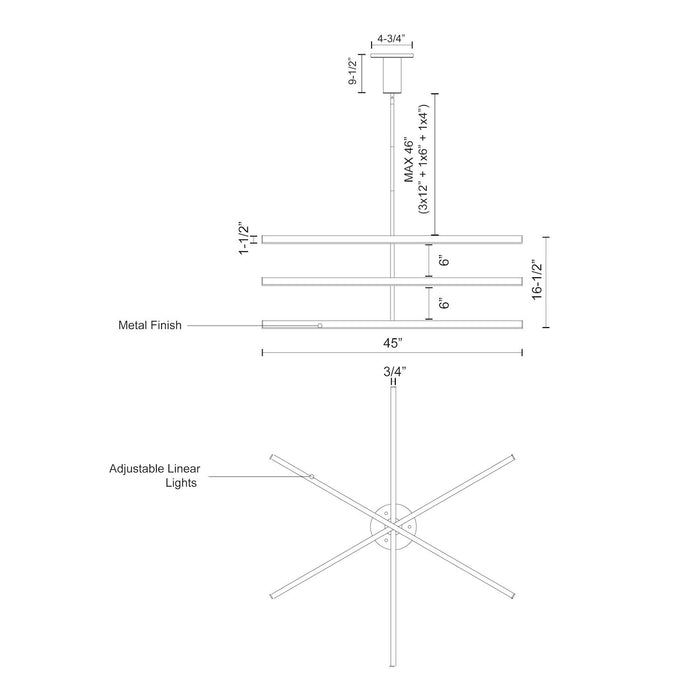 Vega LED Chandelier Black-Pendants-Kuzco Lighting-Lighting Design Store