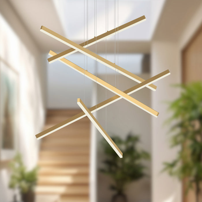 Vega LED Pendant Brushed Gold-Linear/Island-Kuzco Lighting-Lighting Design Store