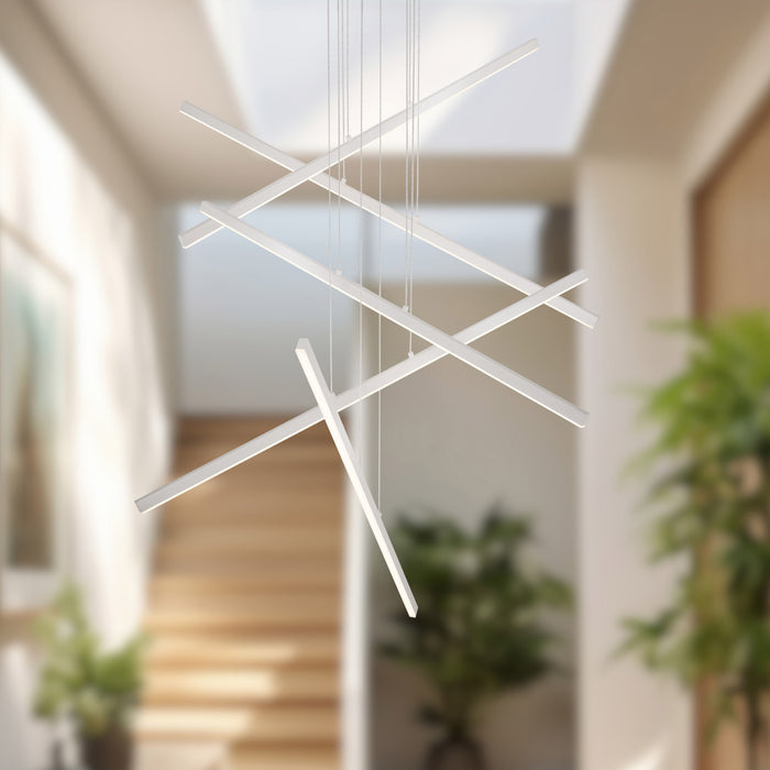 Vega LED Pendant Brushed Nickel-Large Chandeliers-Kuzco Lighting-Lighting Design Store