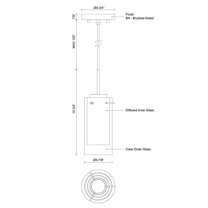 Verona LED Pendant Brushed Nickel-Mini Pendants-Kuzco Lighting-Lighting Design Store