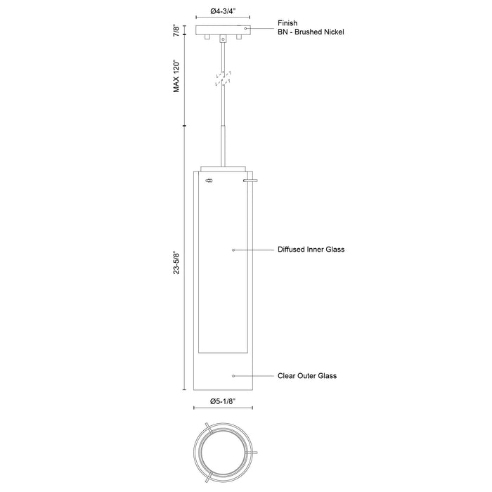 Verona LED Pendant Brushed Nickel-Mini Pendants-Kuzco Lighting-Lighting Design Store