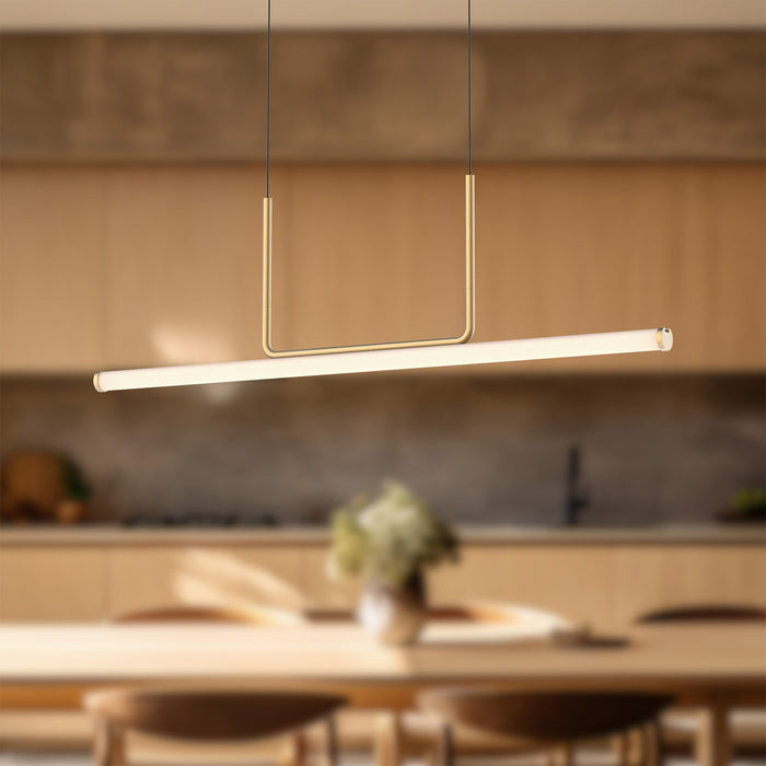 Vesper LED Linear Pendant Brushed Gold-Linear/Island-Kuzco Lighting-Lighting Design Store