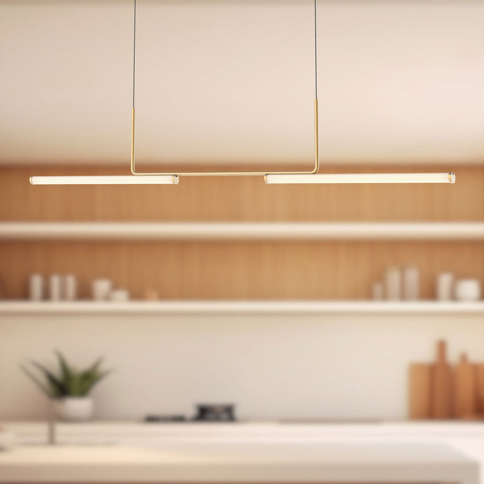 Vesper LED Linear Pendant Brushed Gold-Linear/Island-Kuzco Lighting-Lighting Design Store