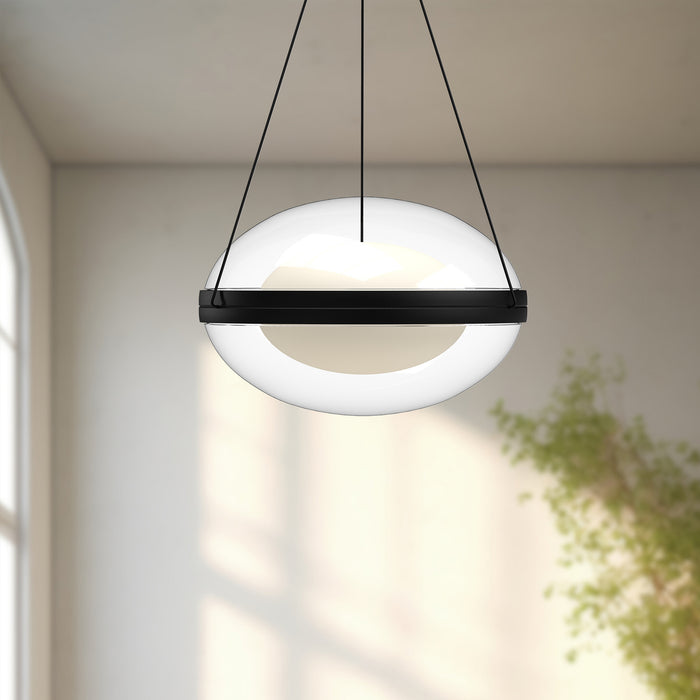 Virgo LED Pendant Black/Opal Glass-Pendants-Kuzco Lighting-Lighting Design Store
