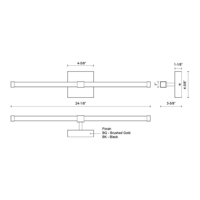 Blade LED Vanity Brushed Gold-Bathroom Fixtures-Kuzco Lighting-Lighting Design Store