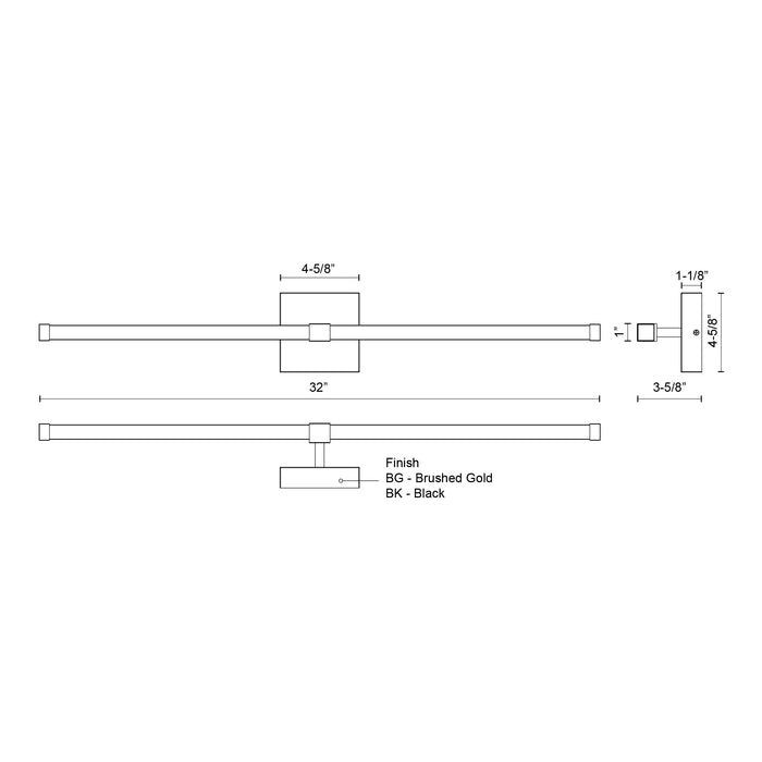 Blade LED Vanity Light Brushed Gold-Bathroom Fixtures-Kuzco Lighting-Lighting Design Store