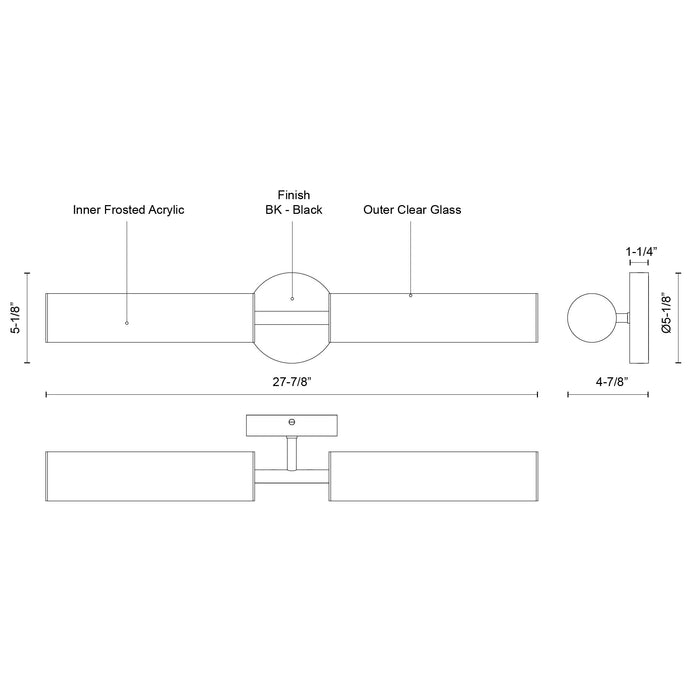 Braga LED Vanity Black-Bathroom Fixtures-Kuzco Lighting-Lighting Design Store