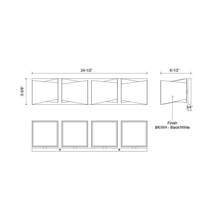 Cubix LED Vanity Black/White-Bathroom Fixtures-Kuzco Lighting-Lighting Design Store