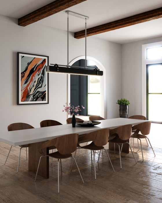 Valise LED Island Pendant Aged Nickel/Tuxedo Leather-Linear/Island-Alora-Lighting Design Store