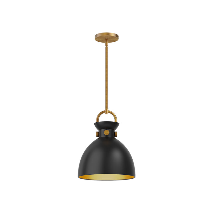 Waldo One Light Pendant Aged Gold/Matte Black-Mini Pendants-Alora-Lighting Design Store