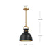 Waldo One Light Pendant Matte Black/Aged Gold-Mini Pendants-Alora-Lighting Design Store