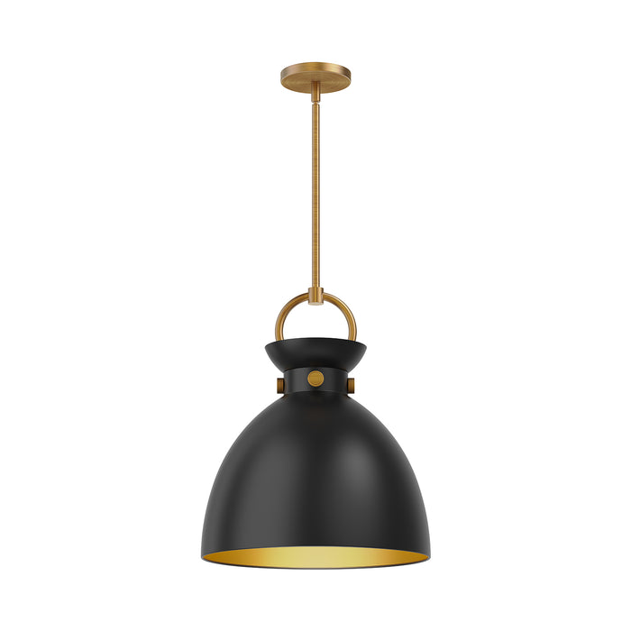 Waldo One Light Pendant Aged Gold/Matte Black-Pendants-Alora-Lighting Design Store