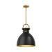Waldo One Light Pendant Aged Gold/Matte Black-Pendants-Alora-Lighting Design Store
