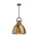 Waldo One Light Pendant Matte Black/Aged Gold-Pendants-Alora-Lighting Design Store