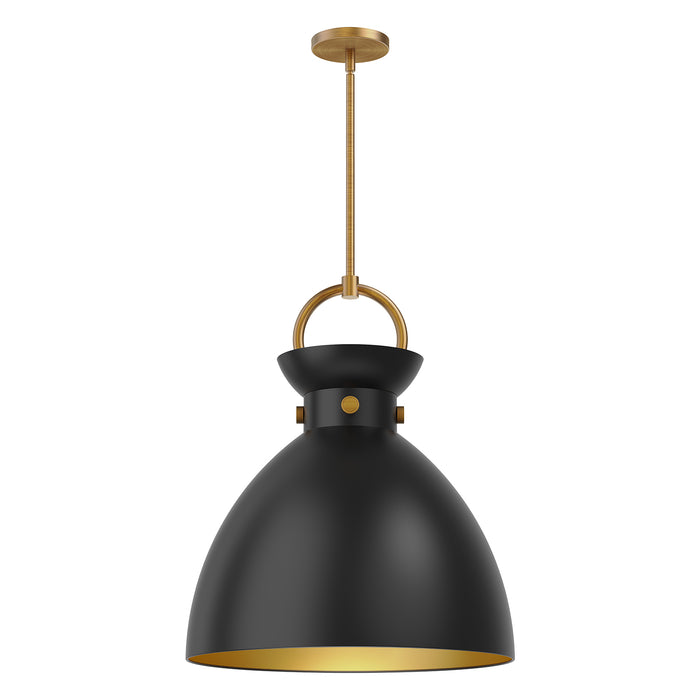 Waldo One Light Pendant Aged Gold/Matte Black-Pendants-Alora-Lighting Design Store