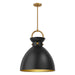 Waldo One Light Pendant Aged Gold/Matte Black-Pendants-Alora-Lighting Design Store