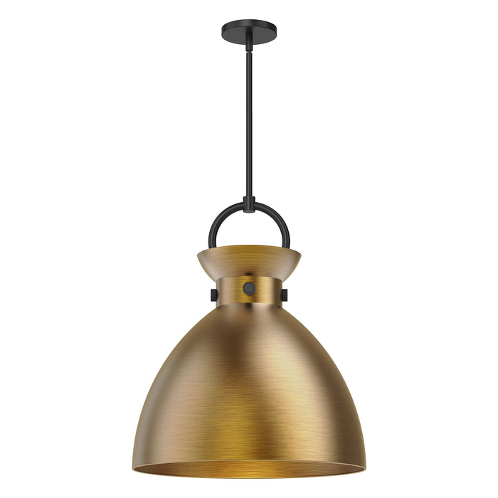 Waldo One Light Pendant Matte Black/Aged Gold-Pendants-Alora-Lighting Design Store