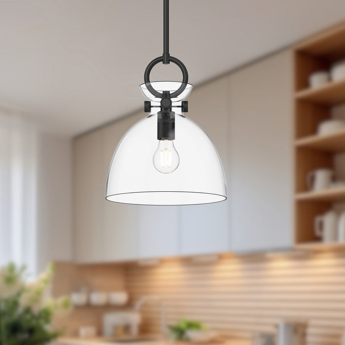 Waldo One Light Pendant Matte Black/Clear Glass-Mini Pendants-Alora-Lighting Design Store