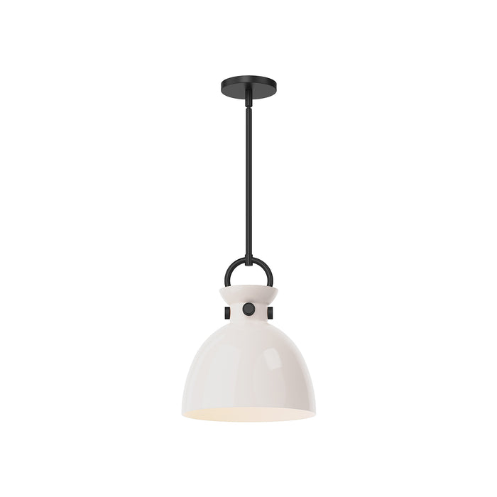 Waldo One Light Pendant Matte Black/Glossy Opal Glass-Mini Pendants-Alora-Lighting Design Store