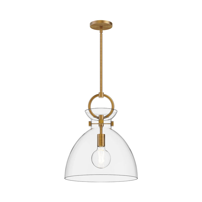 Waldo One Light Pendant Aged Gold/Clear-Pendants-Alora-Lighting Design Store