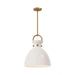 Waldo One Light Pendant Aged Gold/Glossy Opal Glass-Pendants-Alora-Lighting Design Store