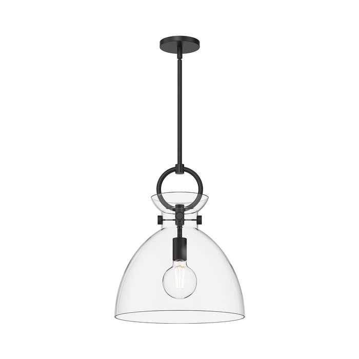 Waldo One Light Pendant Matte Black/Clear Glass-Pendants-Alora-Lighting Design Store