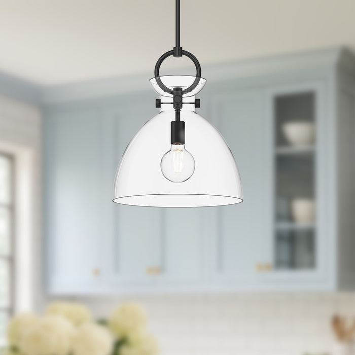Waldo One Light Pendant Matte Black/Clear Glass-Pendants-Alora-Lighting Design Store