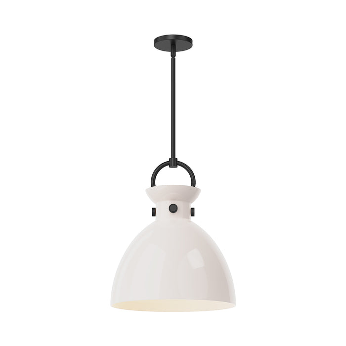 Waldo One Light Pendant Matte Black/Glossy Opal Glass-Pendants-Alora-Lighting Design Store