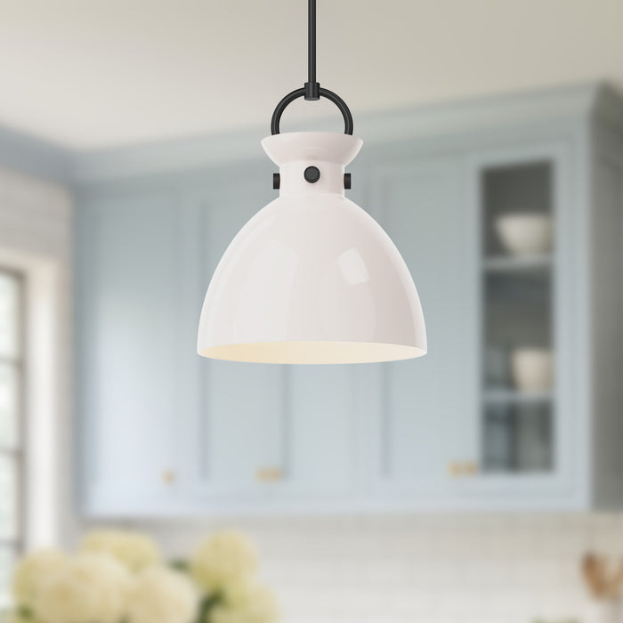 Waldo One Light Pendant Matte Black/Glossy Opal Glass-Pendants-Alora-Lighting Design Store