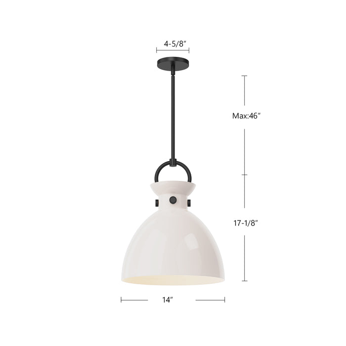 Waldo One Light Pendant Matte Black/Glossy Opal Glass-Pendants-Alora-Lighting Design Store