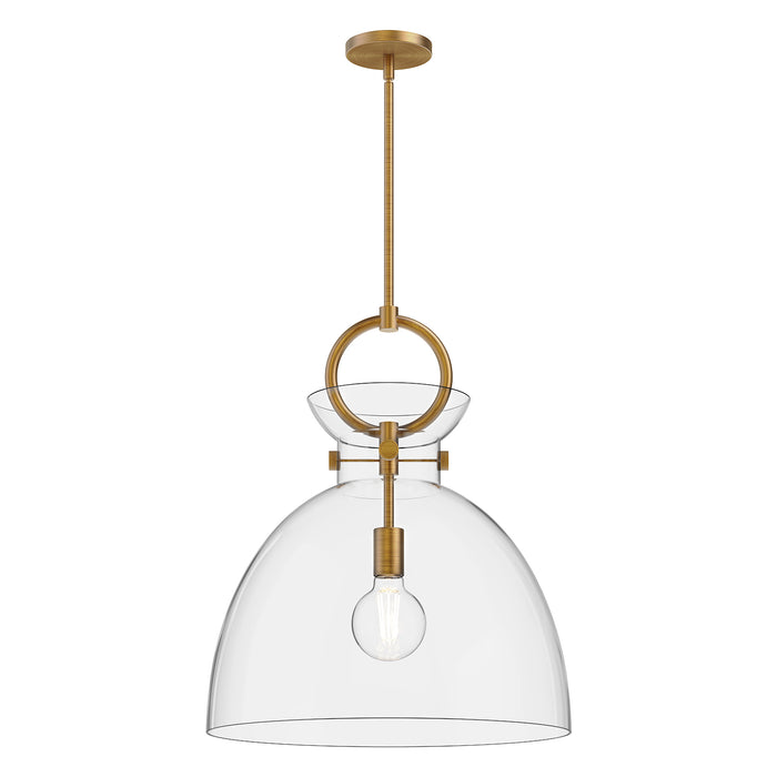 Waldo One Light Pendant Aged Gold/Clear-Pendants-Alora-Lighting Design Store