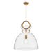 Waldo One Light Pendant Aged Gold/Clear-Pendants-Alora-Lighting Design Store