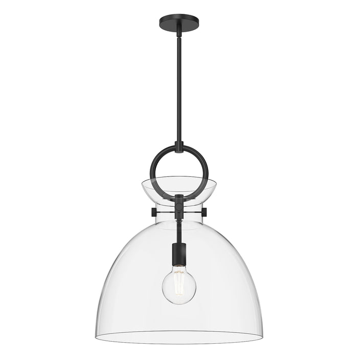 Waldo One Light Pendant Matte Black/Clear Glass-Pendants-Alora-Lighting Design Store