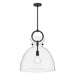 Waldo One Light Pendant Matte Black/Clear Glass-Pendants-Alora-Lighting Design Store