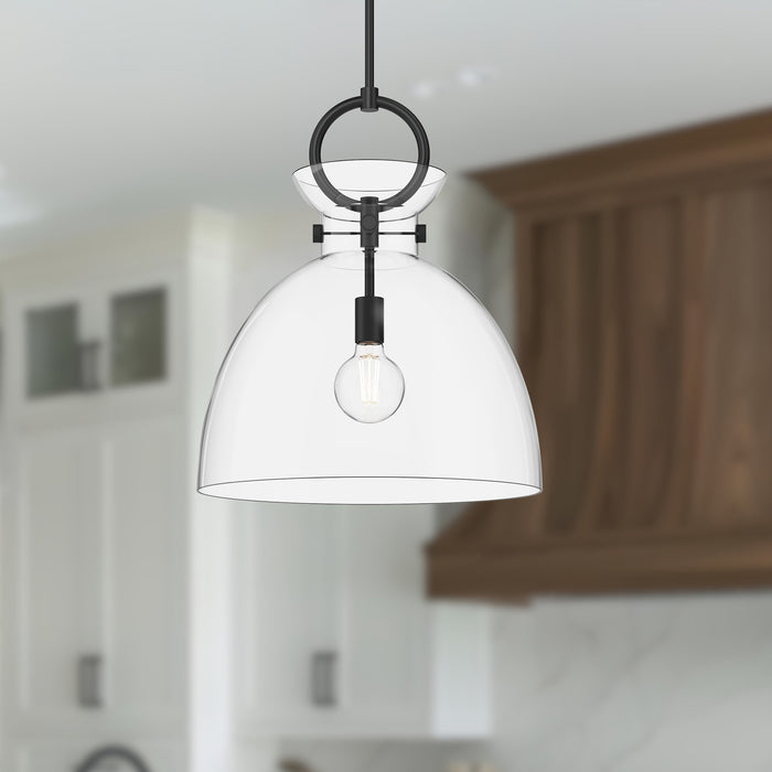 Waldo One Light Pendant Matte Black/Clear Glass-Pendants-Alora-Lighting Design Store