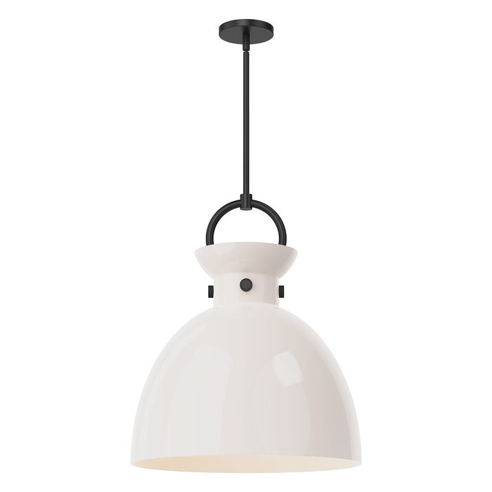 Waldo One Light Pendant Matte Black/Glossy Opal Glass-Pendants-Alora-Lighting Design Store