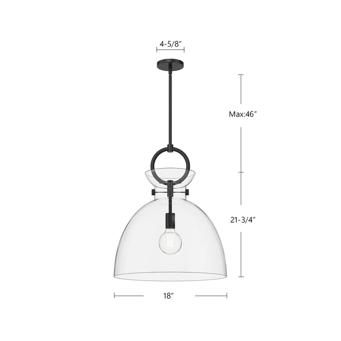 Waldo One Light Pendant Matte Black/Glossy Opal Glass-Pendants-Alora-Lighting Design Store