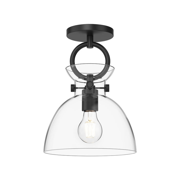 Waldo One Light Semi-Flush Mount Matte Black/Clear Glass-Semi-Flush Mts.-Alora-Lighting Design Store