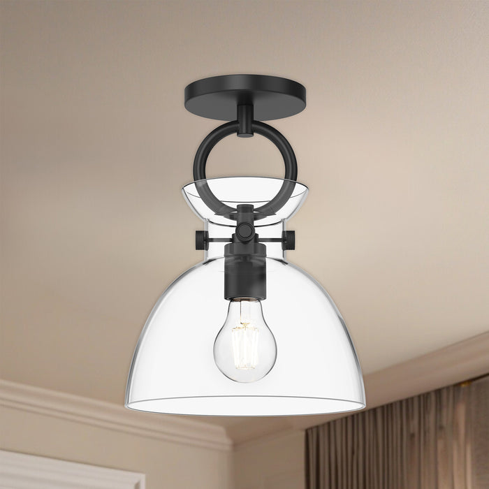 Waldo One Light Semi-Flush Mount Matte Black/Clear Glass-Semi-Flush Mts.-Alora-Lighting Design Store
