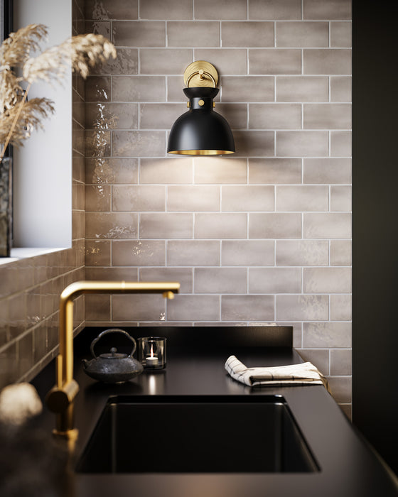 Waldo One Light Wall Sconce Aged Gold/Matte Black-Sconces-Alora-Lighting Design Store