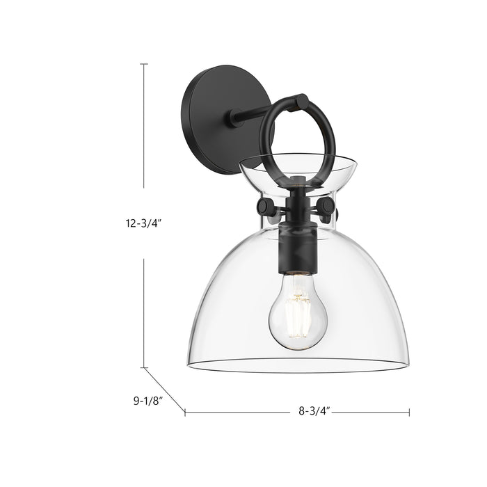 Waldo One Light Wall Sconce Matte Black/Clear Glass-Sconces-Alora-Lighting Design Store