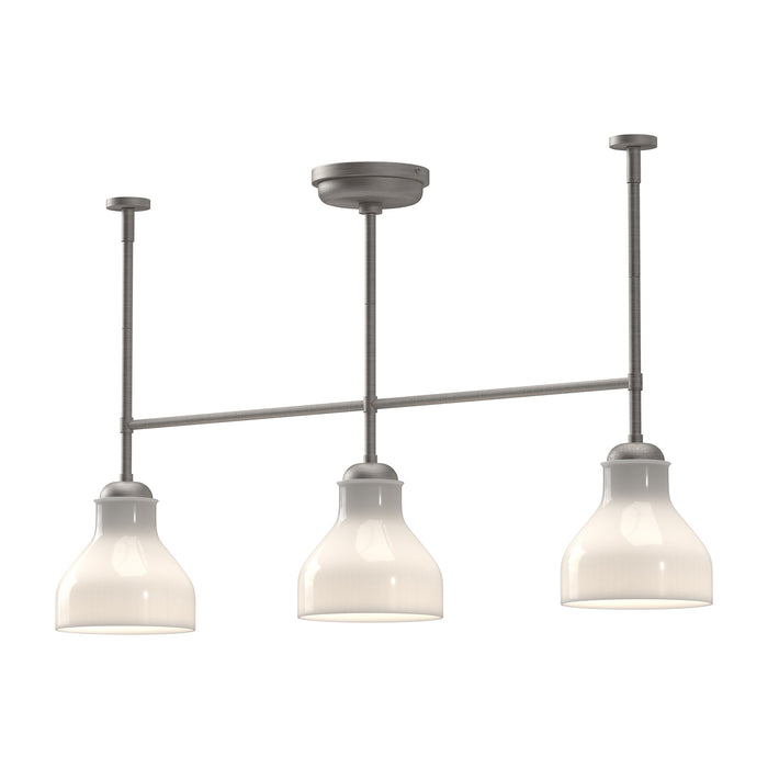 Westlake Three Light Linear Pendant Brushed Nickel/Glossy Opal Glass-Linear/Island-Alora-Lighting Design Store
