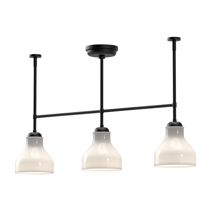 Westlake Three Light Linear Pendant Glossy Opal Glass/Matte Black-Linear/Island-Alora-Lighting Design Store