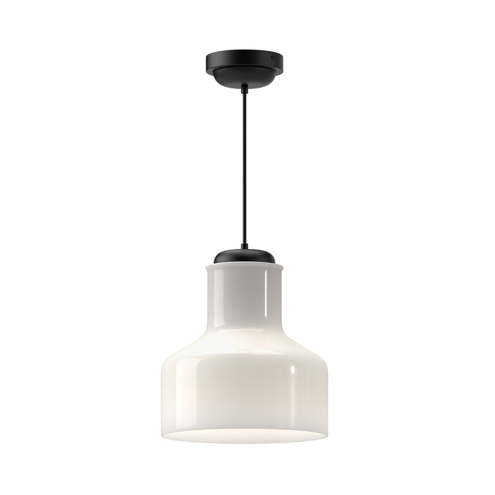 Westlake One Light Pendant Glossy Opal Glass/Matte Black-Pendants-Alora-Lighting Design Store