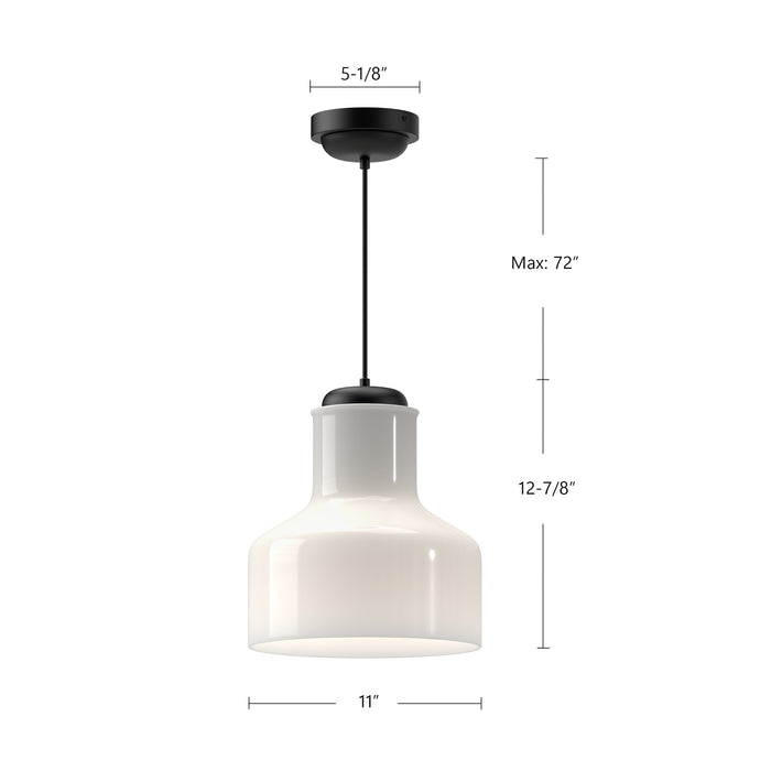 Westlake One Light Pendant Brushed Nickel/Glossy Opal Glass-Pendants-Alora-Lighting Design Store